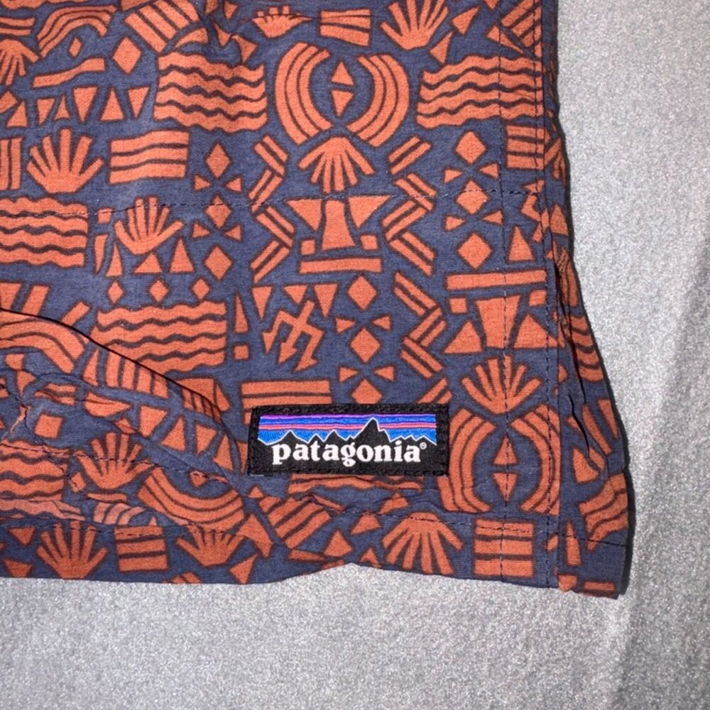 Patagonia Baggies Pull On Shorts Retro Aztec Print size M Sustainable Orange - Picture 2 of 10
